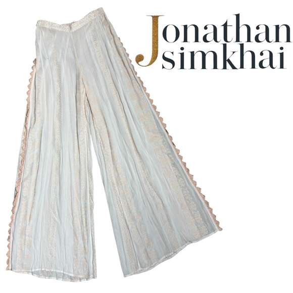 Jonathan Simkhai semi-sheer off white
Embroidered Side Slit Pants Size Small - Picture 3 of 12